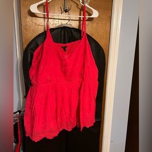 Bright pink (raspberry) eyelet tank